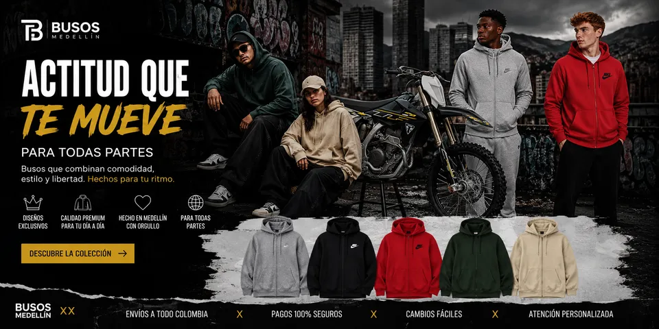 Busos con capucha urbanos para hombre en Busos Medellín, estilo callejero